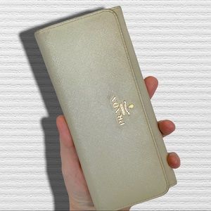 PRADA Cammeo Saffiano Metal Leather Long Continental Wallet 083 off white ivory